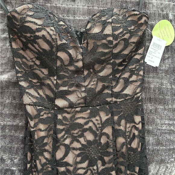 NWT Windsor Strapless Sweetheart Black Tan Lace Evening Gown Prom Gala Dress 3 - Picture 1 of 9